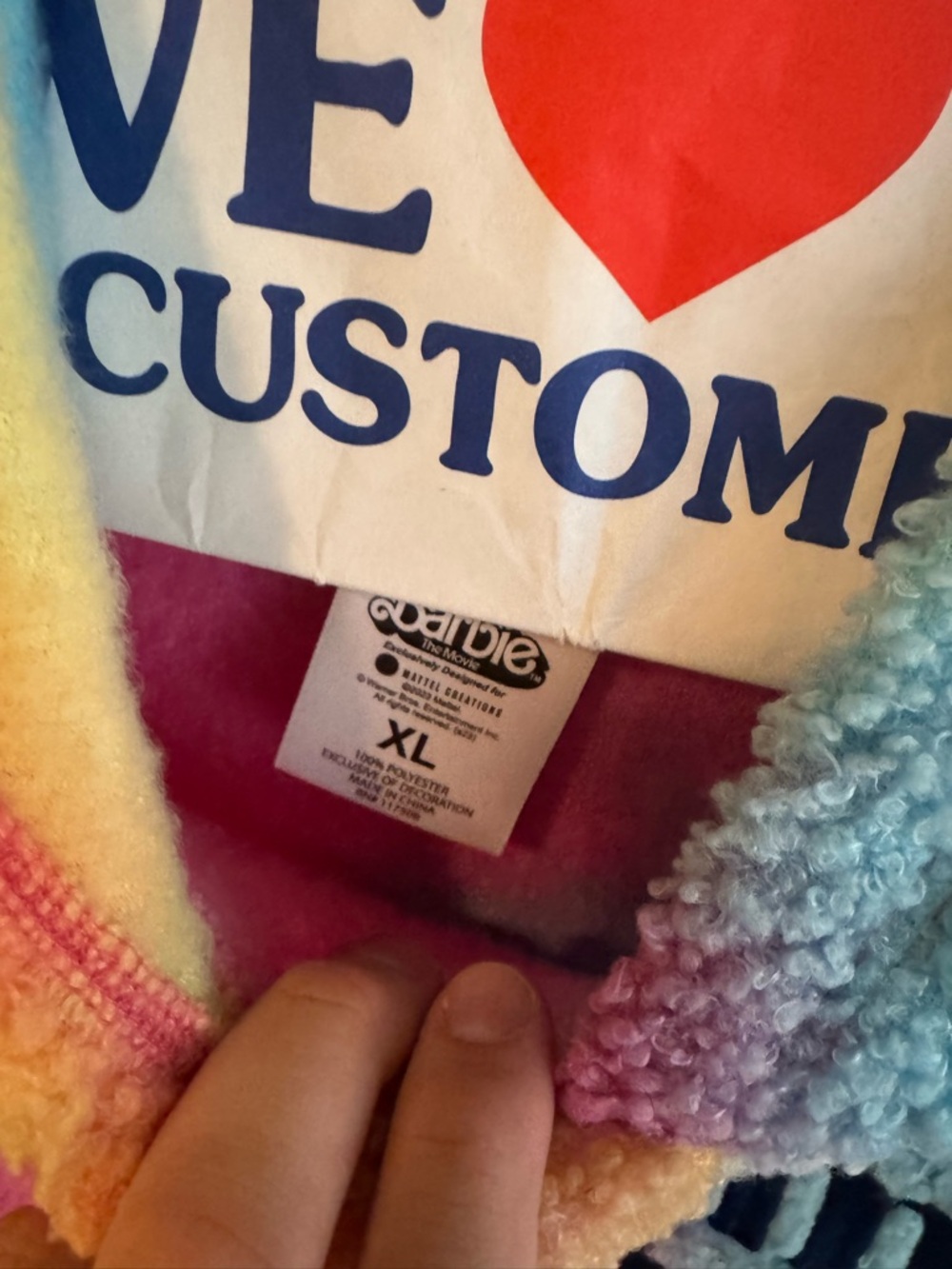 Barbie Movie “I Am Kenough” Rainbow Sherpa Hoodie - Picture 2 of 2